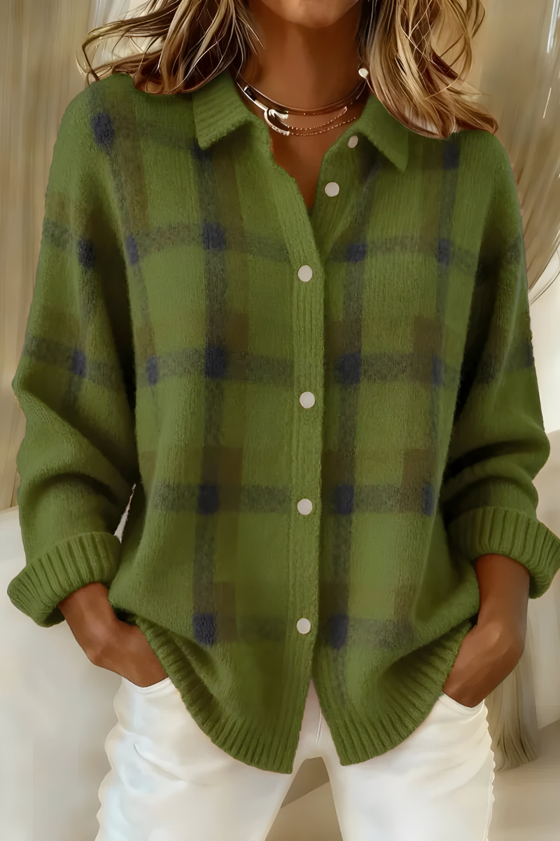 Candela | Checked Knit Cardigan