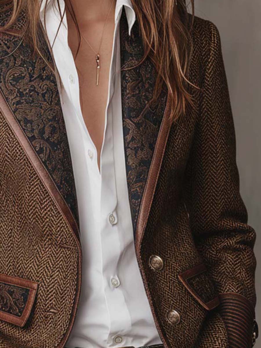 Arabella | Herringbone Panel Blazer